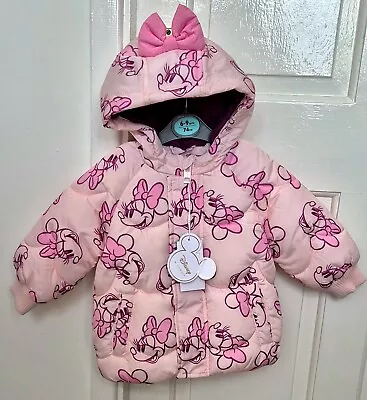 Buy NEW Baby Girl Disney Minnie Mouse Pink Coat 6-9 Months • 6.50£