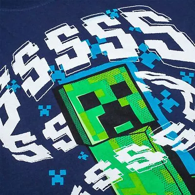 Buy MINECRAFT Navy Gaming Shirt CREEPER SssSSSsss Gamers Shirt Ages 3-13 Years • 8.99£