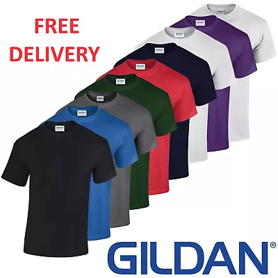 Buy Gildan Mens Tshirts Plain Top Heavy Cotton Men Causal T Shirt Short Sleeve G5000 • 5.35£