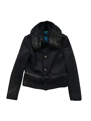 Buy Dsquared2 Womens Coat/Jacket Wool Blend Black Fur-lined Collar Size UK 10/EU 38. • 115£