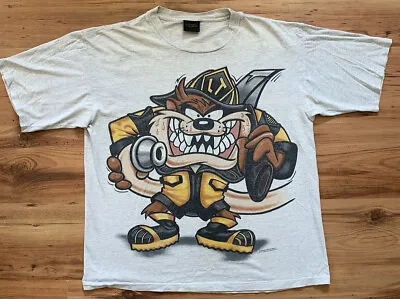 Buy Vintage Taz Firefighter T Shirt Sz XL 1994 Looney Tunes Changes Tag Double Sided • 59.99£