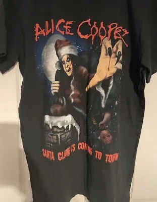 Buy Alice Cooper T Shirt Rare Christmas Rock Merch Tee Size Medium Not Jumper Xmas • 15£