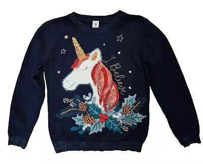Buy Girls Christmas Unicorn Jumper. 7 Years. Excellent Condition. • 8£