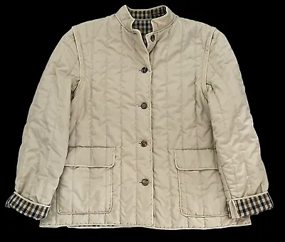 Buy Womens Aquascutum Jacket Padded Quilted L/XL Cream House Check Lining Zip Offs • 30£
