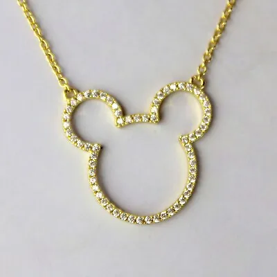 Buy Mickey Mouse Outline (Disney) Gold Plated Crystal Necklace • 64.41£