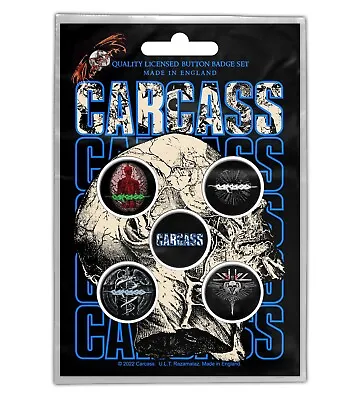 Buy Carcass Necro Head Button Badge Set Official Extreme Metal Band Merch • 8.21£