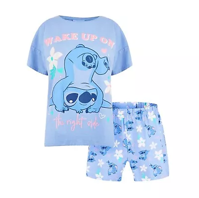 Buy Character Ladies 2 Piece Disney Lilo & Stitch Cotton Pyjama Set Sizes 8-22 • 24.99£