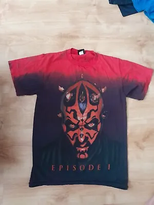 Buy Vintage Star Wars Episode 1 Darth Maul All Over Print Jersey T-shirt Medium Sith • 65£