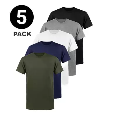 Buy 5 PACK Mens T-Shirt Heavy Cotton Plain Short Sleeve Tee 100% Cotton Colors Tee • 18.99£