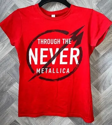 Buy Metallica Through The Never T-shirt Red Ladies Size M VGC Gildan Softstyle  • 4.95£