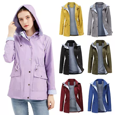Buy Women's Windbreaker Large Women's Coat Long Hooded Rain Jacket Outdoor Raincoat  • 11.99£