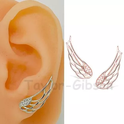 Buy Rose Gold Angel Wings Wing Crawler Climber Earrings  Vermeil Fast Shipping • 15.95£