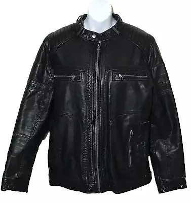 Buy RED HERRING Men's MEDIUM Faux Leather DISTRESSED BIKER STYLE JACKET Black VGC • 19.99£
