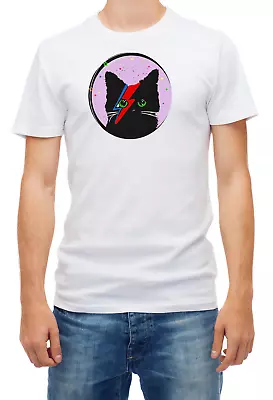 Buy David Bowie Grumpy Cat Kitten Funny Cat Short Sleeve White Men's T Shirt F069 • 9.69£