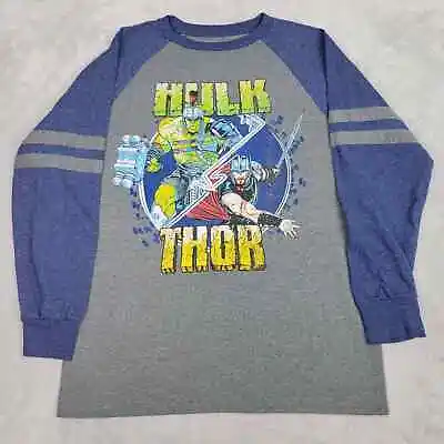 Buy Marvel Shirt Boys Extra Large Grey Crewneck Thor Ragnarok Hulk Avengers Kids XL • 5.91£
