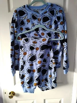 Buy Primark COOKIE MONSTER Pyjamas Cosy Fleece PJ’s Set Size 12-14 • 12£