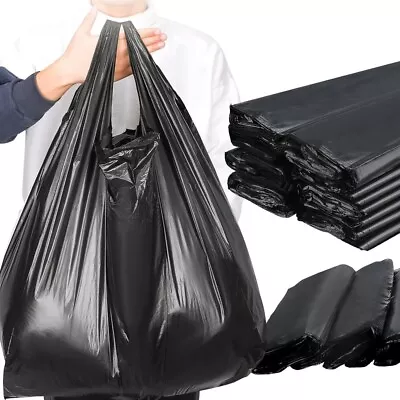 Buy Black Shopping Bag 14x21.6   Plastic Bags T-Shirt Bags • 23.72£