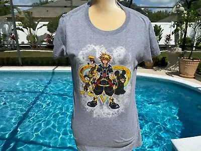 Buy Kingdom Hearts Disney Gray Short Sleeve T Shirt Juniors Size L Large • 6.61£