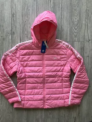 Buy Adidas Originals Puffer Jacket Slim Down Hooded Pink Womens Size XL BNWT • 39.99£