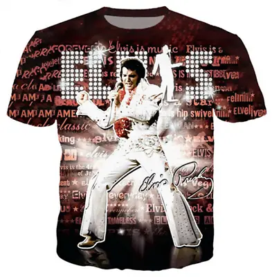 Buy Fashion Women/Men Rock Singer Elvis Presley 3D Print T-Shirt Casual Short Sleeve • 9.59£