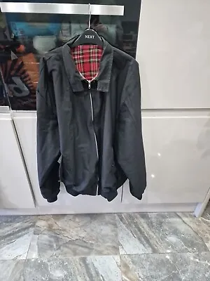 Buy Black Bomber Jacket With Red Checked Lining Harrington Style 5XL • 20£