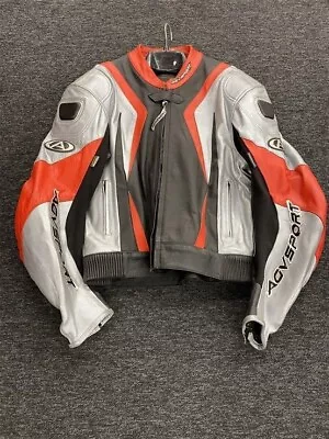 Buy AGV Sport Mens Motorcycle Leather Jacket - Black/Red/Silver - UK 44 / EU 54 • 80£