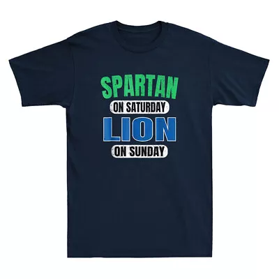 Buy Spartan On Saturday Lion On Sunday Funny Detroit Quote Gift Vintage Mens T-Shirt • 13.99£