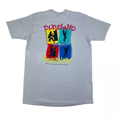 Buy Vintage 1988 Single Stitch Jazz Festival T Shirt Grey XL Made In USA • 14.99£