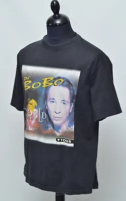 Buy Dj Bobo World In Motion Tour 1996 Vintage Men's Black Tee Shirt Size M • 54£