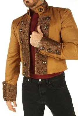 Buy Tan Brown Gothic Military Men's Jacket Top Steampunk • 68£