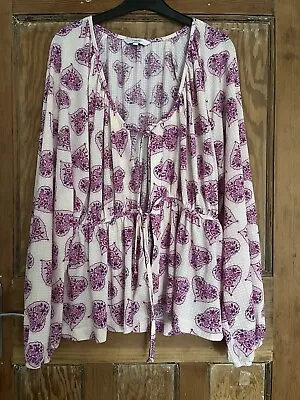 Buy Next Pink Lightweight Heart Pattern Kimono Jacket With Ties Size 16 • 7.99£