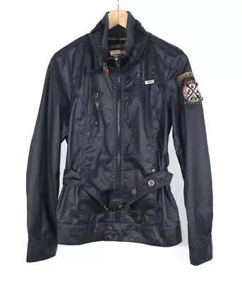 Buy Khujo Women's Jacket Blazer Biker Style Black Zip Closure Belt Size M • 35.90£