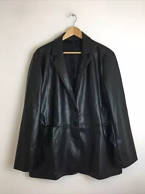 Buy Disturbia Oracle Black Faux Leather Button Up Blazer Size Women's 18 (B28) • 50£