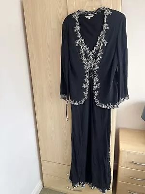 Buy J Taylor Black Evening Dress And Jacket With Lace Effect & Sequin Trim Size 18 • 14.99£