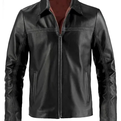 Buy Mens New Cafe Racer Brown Leather Jacket • 87.77£