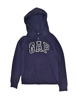 Buy GAP Boys Graphic Zip Hoodie Sweater 13-14 Years Navy Blue Cotton XO18 • 8.25£