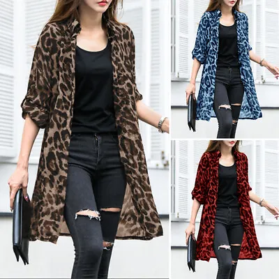 Buy Women Summer Leopard Blouse Tunic Tops Ladies Shirt Kimono Coat Cardigan Jacket • 6.27£