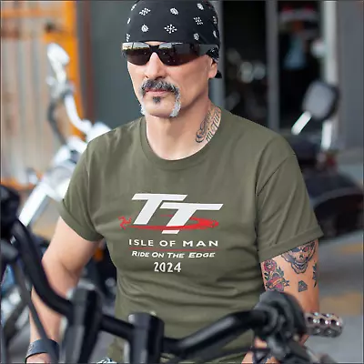 Buy Classic Isle Of Man TT 2024 Racing Motorcycle Logo Biker Premium Hammer T-shirt • 20£