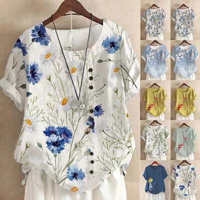 Buy Womens Floral Boho Tunic Tops Ladies Baggy Blouse T-shirt Size 6 8 10 12 14 16 • 3.49£