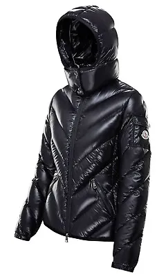 Buy MONCLER BROUEL Chevron Down Puffer Jacket Zip Short Padded Hooded Coat Black 3 L • 1,000.76£
