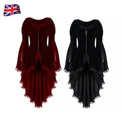 Buy Plus Size Ladies Halloween Tailcoat Jacket Gothic Steampunk Victorian Costume UK • 22.19£