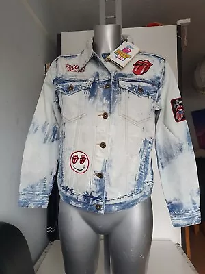 Buy Tommy Hilfiger Designer Rolling Stones Acid Wash Denim Jacket New Medium 40 Mens • 29.99£
