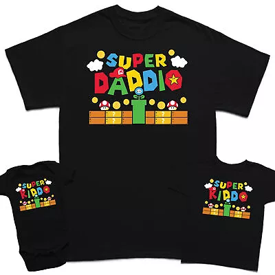 Buy Super Mario Daddio Gaming Fathers Day Kids Baby Matching T-Shirts Top #FD#5 • 7.59£