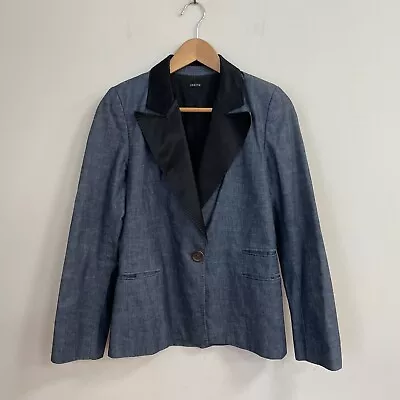 Buy Joseph Coat Jacket Blazer Blue Black Medium M Button Up Denim Look Fitted Womens • 38.99£