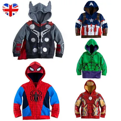 Buy Kids Boys Marvel Superhero Spiderman Costume Hoodie Sweatshirt Jacket Coat 3-9Y • 9.49£