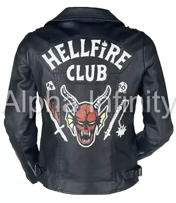Buy Women's Biker Hellfire Club Joseph Quinn Stranger Things Black Leather Jacket • 127.56£