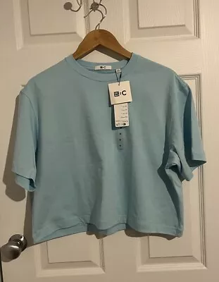 Buy Uniqlo  Blue Cropped Oversized Cotton T Shirt M Current Stock RRP £14.95 • 5.95£