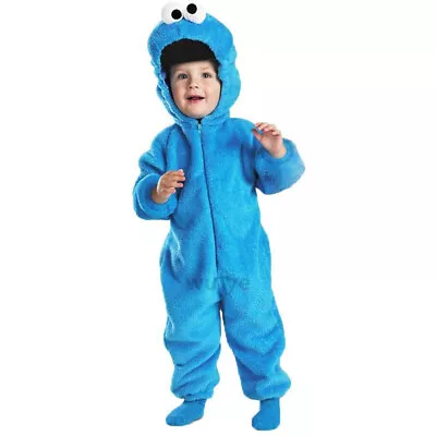 Buy Kids Cookie Monster Pajamas Cosplay Costume Elmo Blue Jumpsuit Halloween Outfits • 23.99£