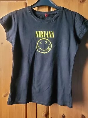 Buy Nirvana Classic Smiley Logo Tee Size S Sweety Fit Grunge Rock Punk Emo Goth • 15£