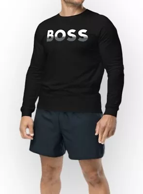 Buy Long Sleeve BOSS Men's T-Shirt Crew Neck 100% Cotton In Black Colour RRP £85 • 24.99£